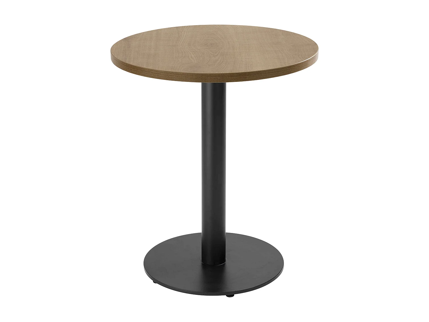 Table à manger ronde 60 cm pied noir et revêtement bois clair