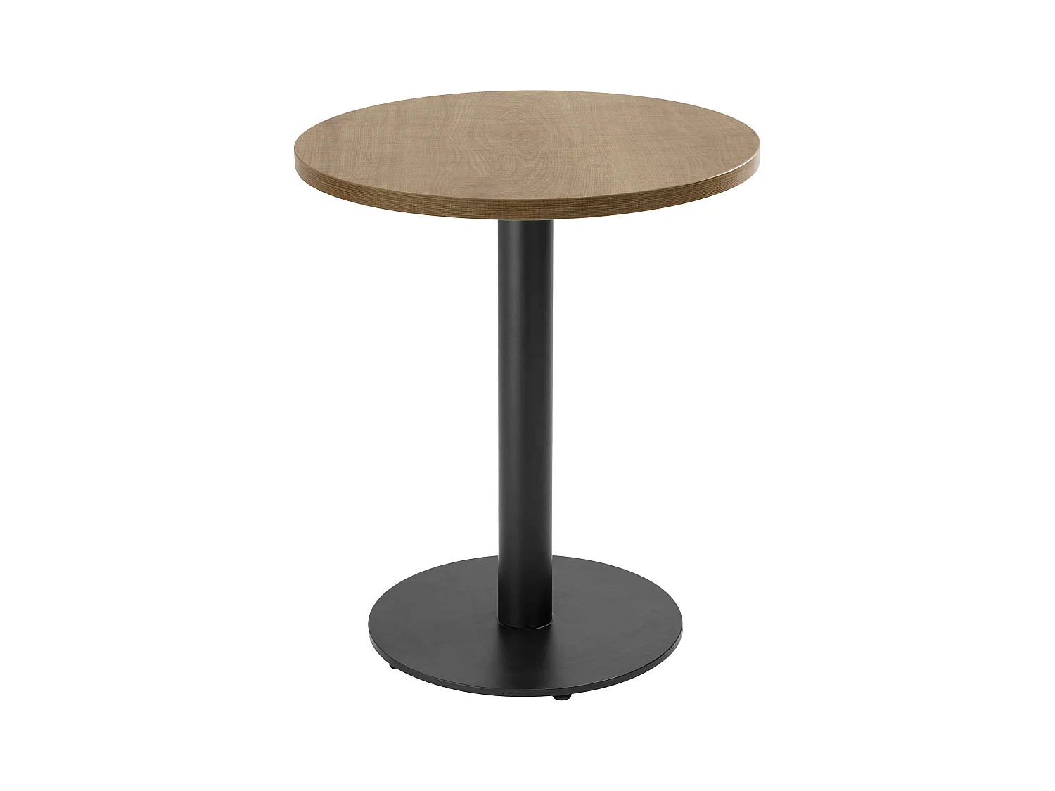Table à manger ronde 60 cm pied noir et revêtement bois clair