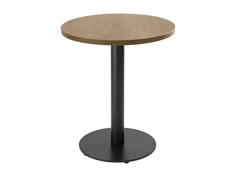 Table à manger ronde 60 cm pied noir et revêtement bois clair