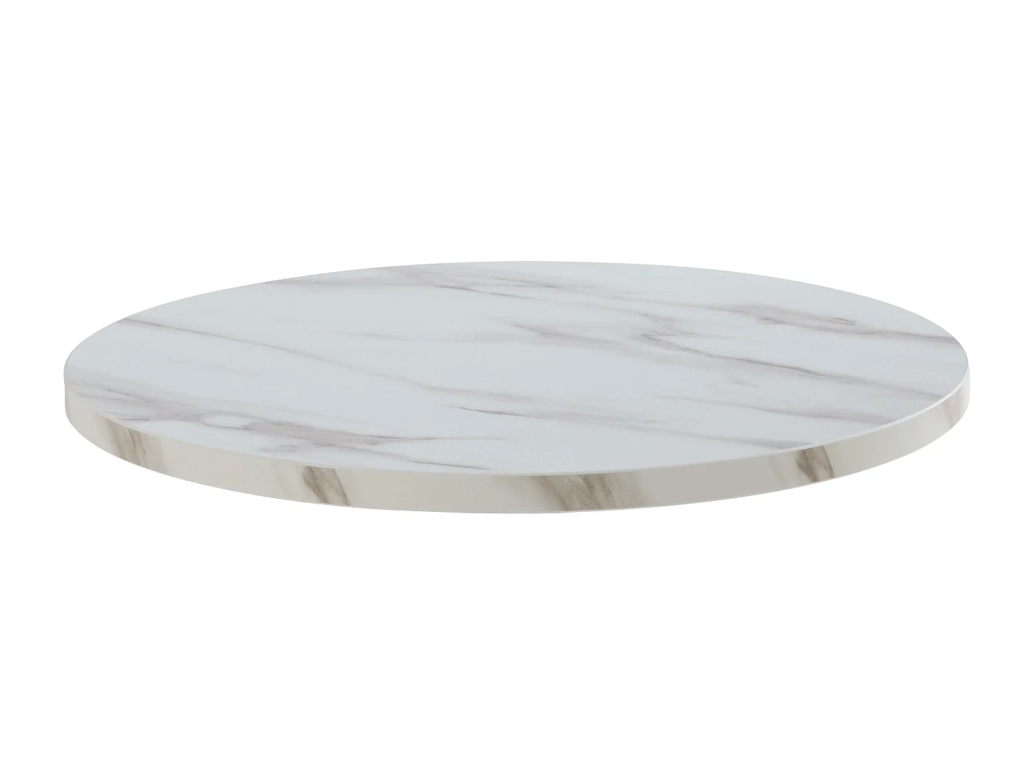 Table à manger ronde 60 cm pied noir et revêtement marbre blanc