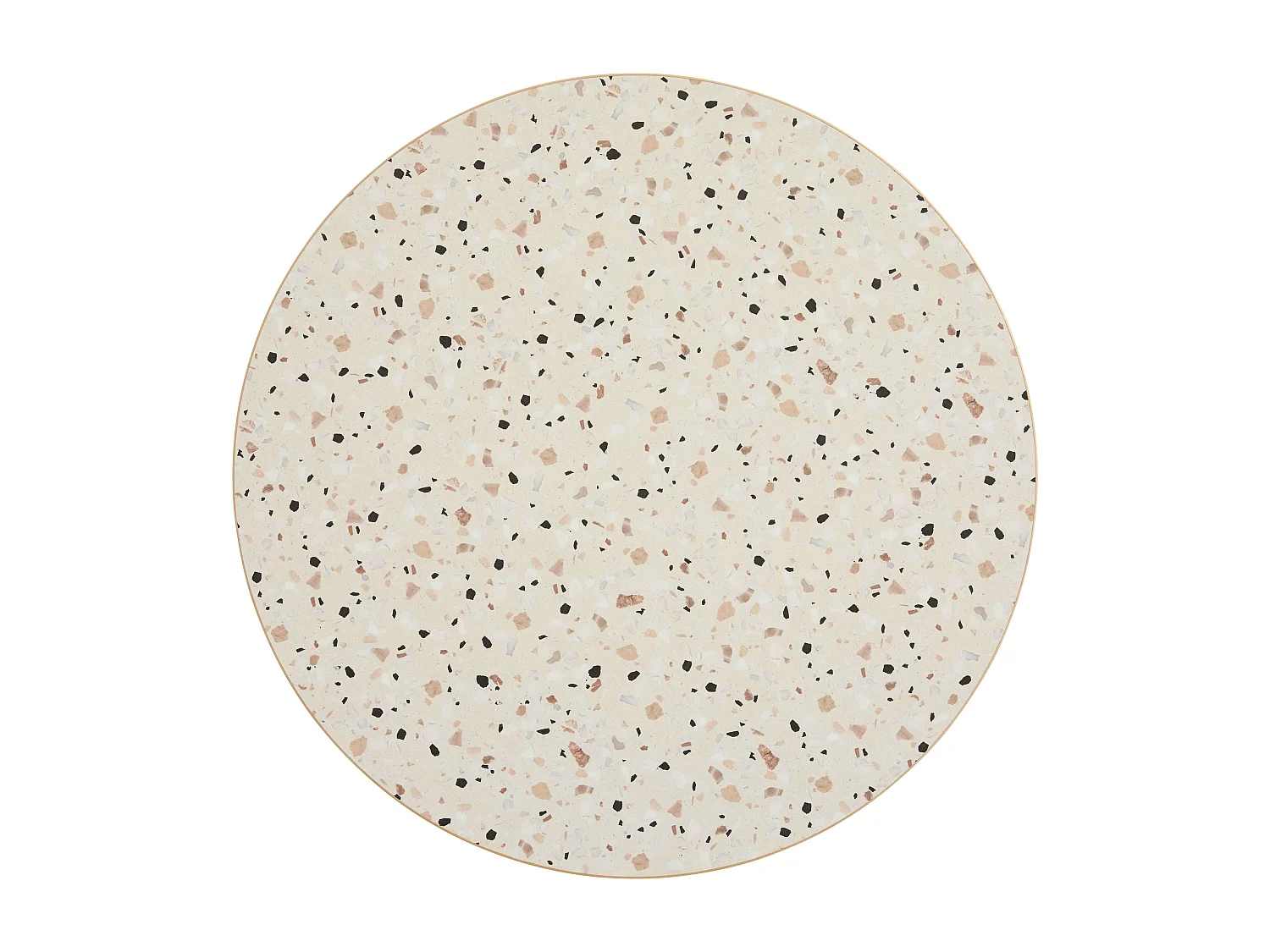 Table à manger ronde 60 cm pied noir et revêtement terrazzo
