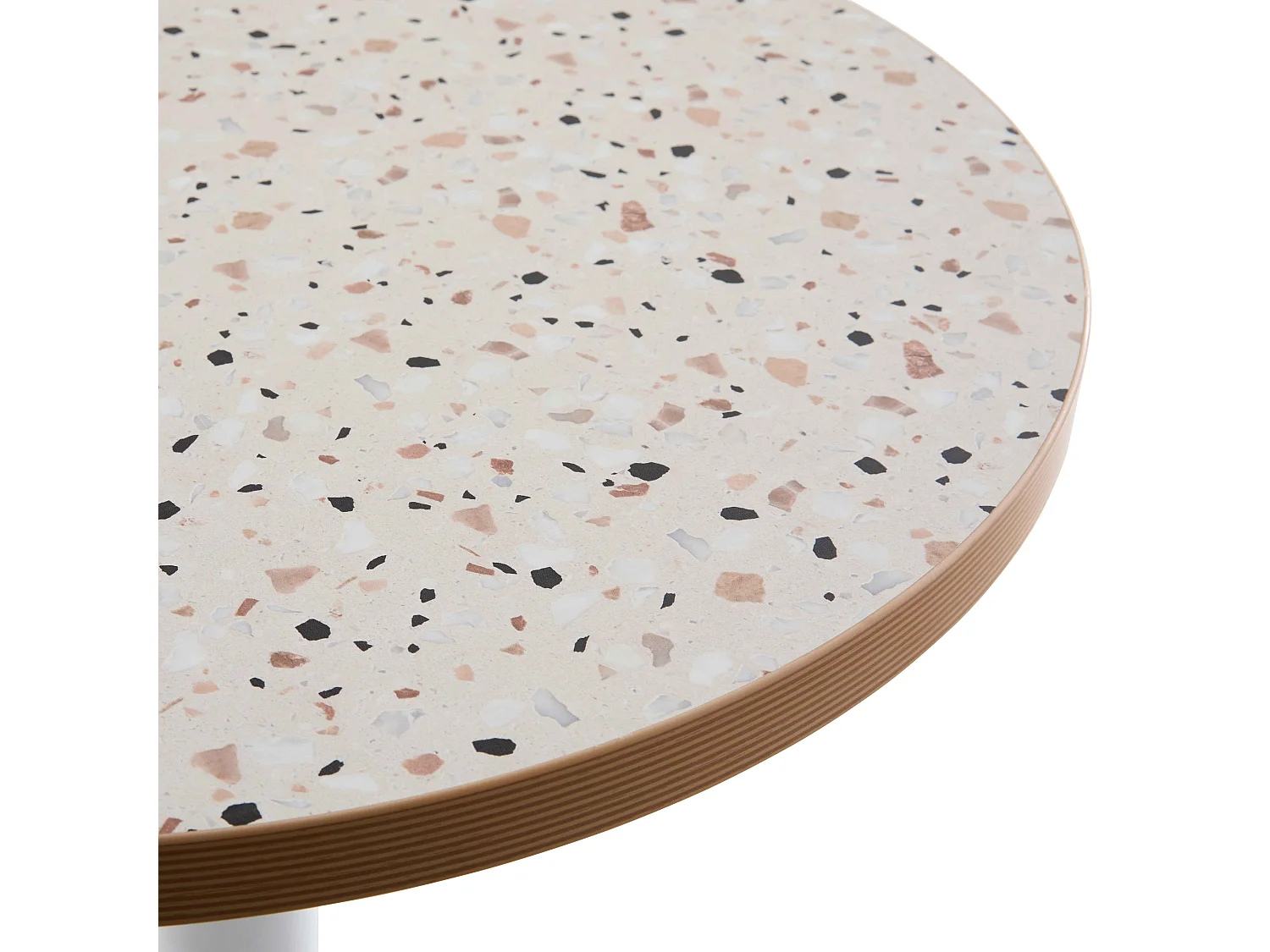 Table à manger ronde 60 cm pied noir et revêtement terrazzo