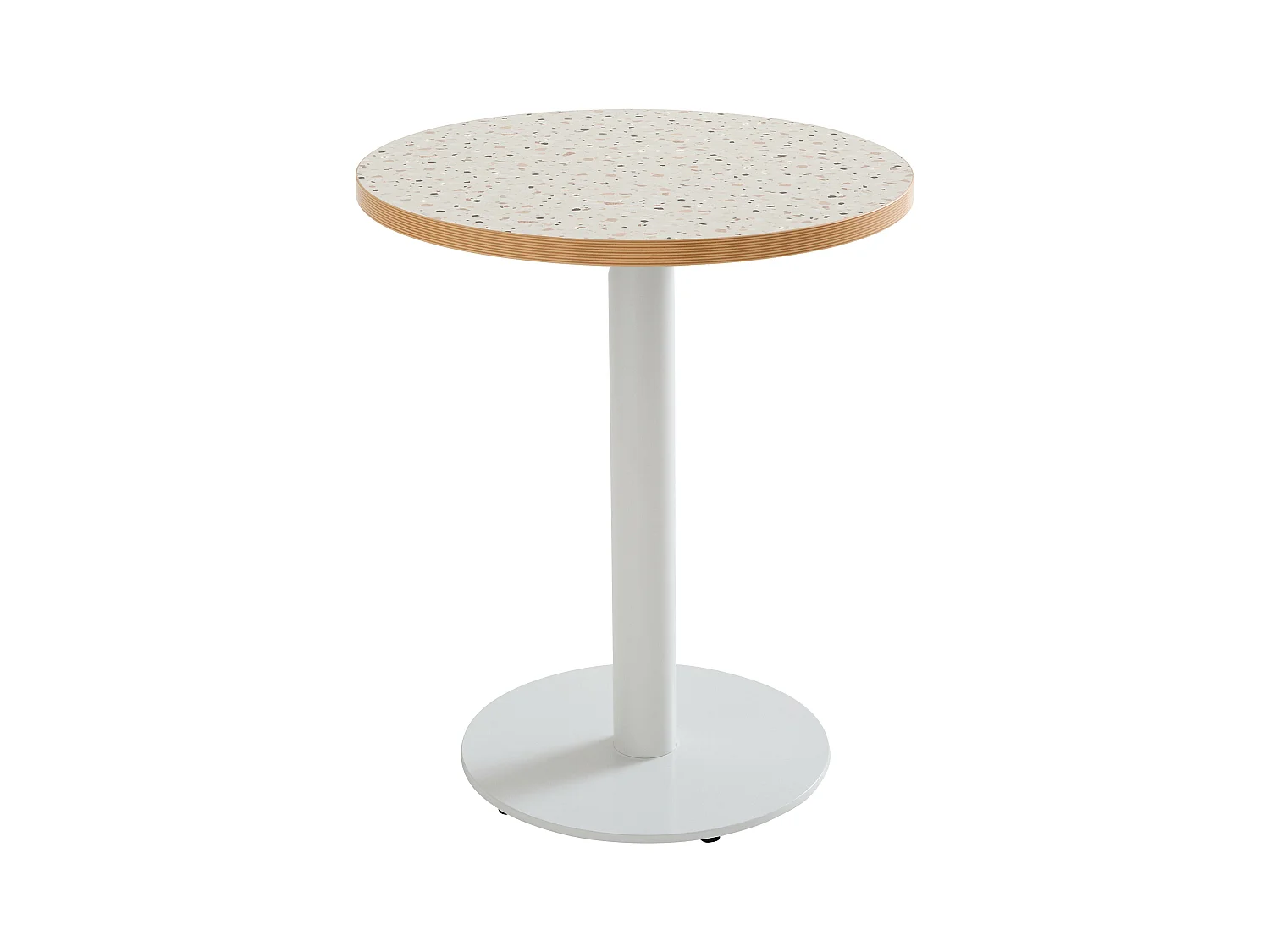Tafel met een diameter van 60 cm, zwarte poot en terrazzo bekleding