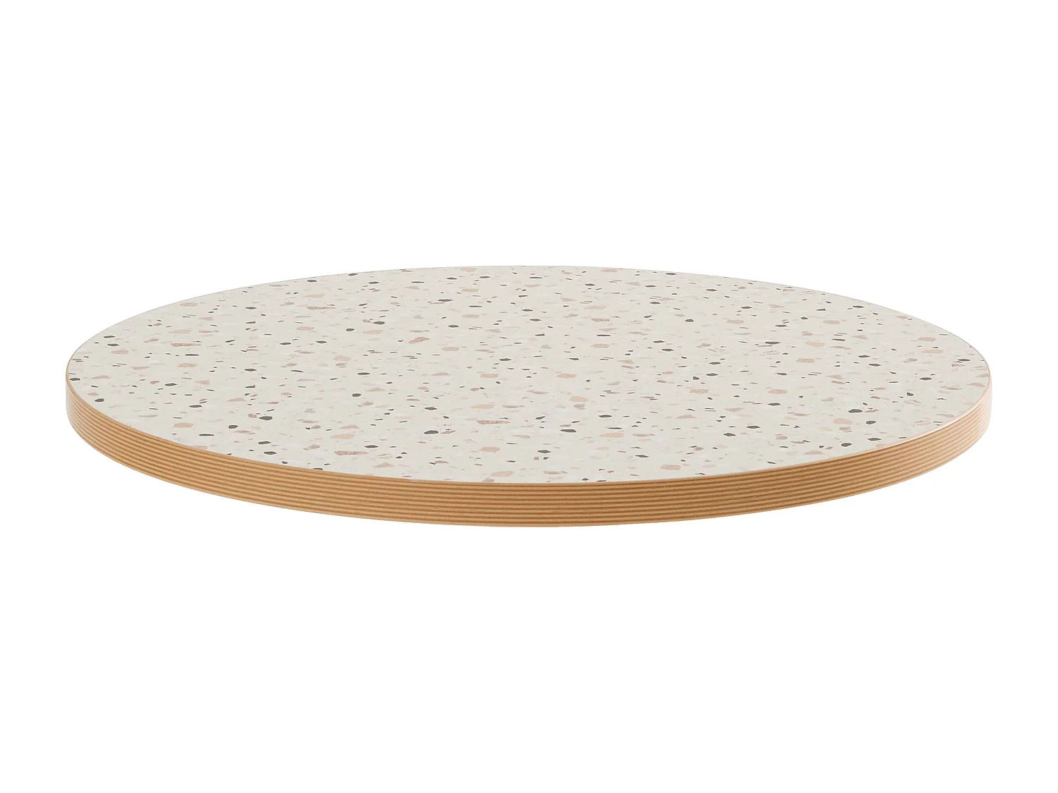 Table à manger ronde 60 cm pied noir et revêtement terrazzo