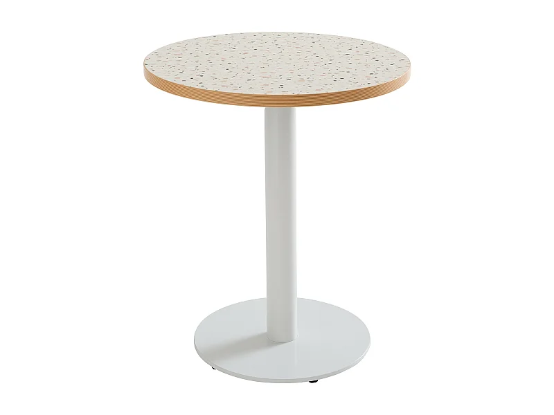 Tafel met een diameter van 60 cm, zwarte poot en terrazzo bekleding