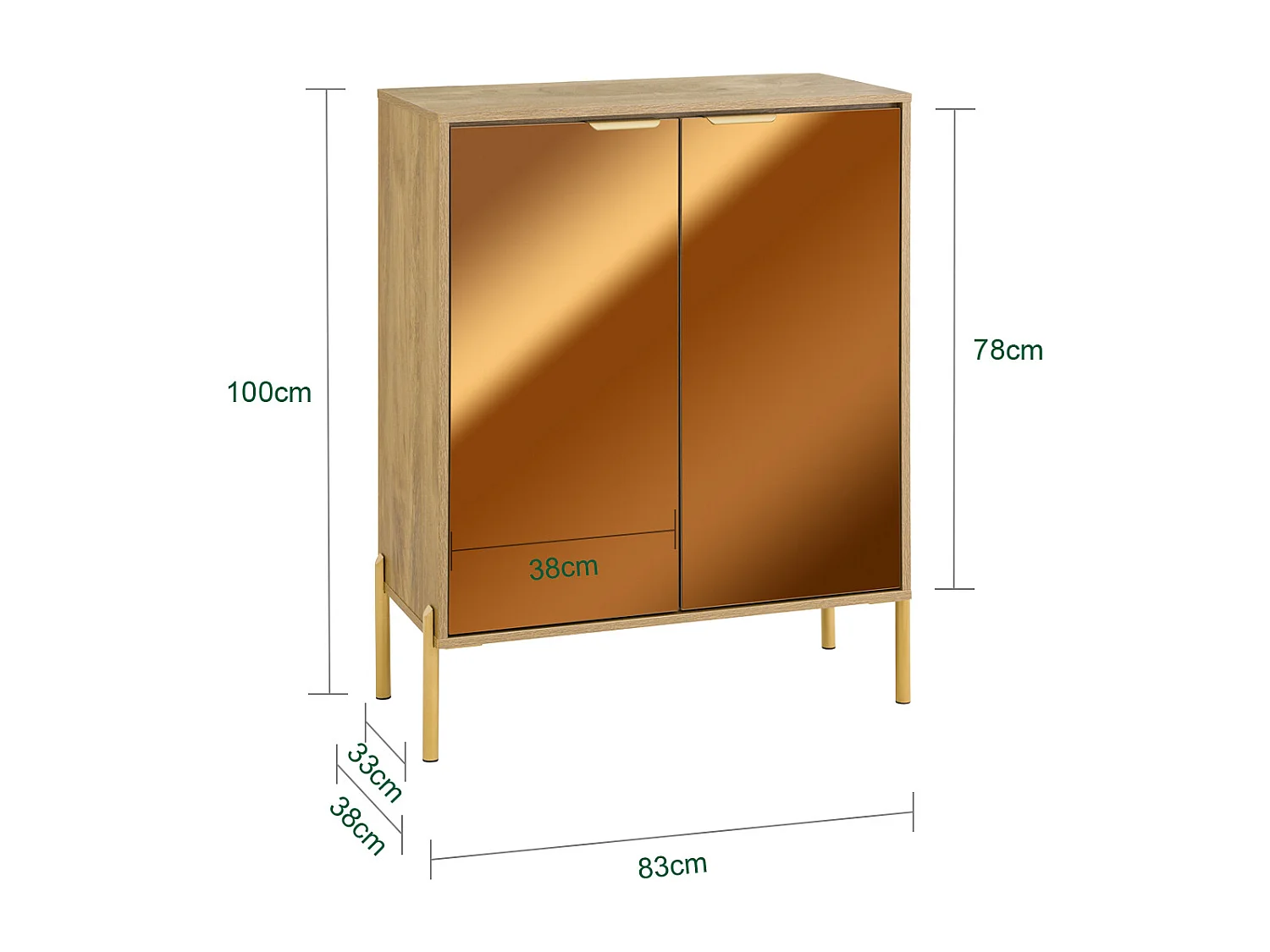 SoBuy Meuble d'entrée, Rangement Chaussures, Buffet 2 Portes 5 compartiments, Doré, 83x38x100 cm FSB96-G