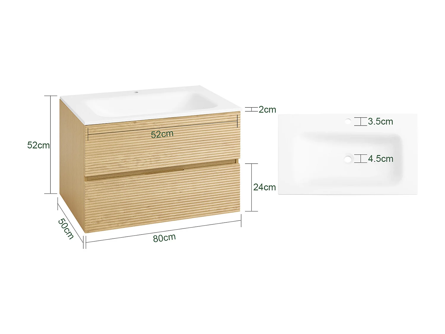 SoBuy Meuble Suspendu pour Lavabo avec miroir Meuble sous vasque avec miroir Ensemble de Lavabo avec miroir Meuble Lave-Mains avec miroir, Couleur Bois, BZR198-N