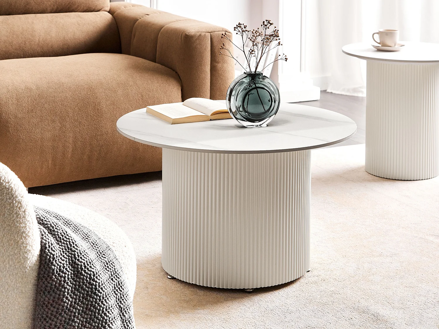 Table basse LEONA Céramique Beige clair