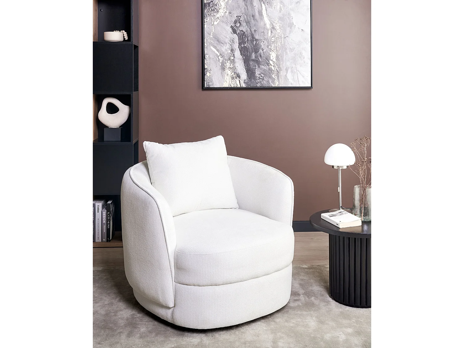 Fauteuil pivotant ANDALEN Tissu Blanc cassé