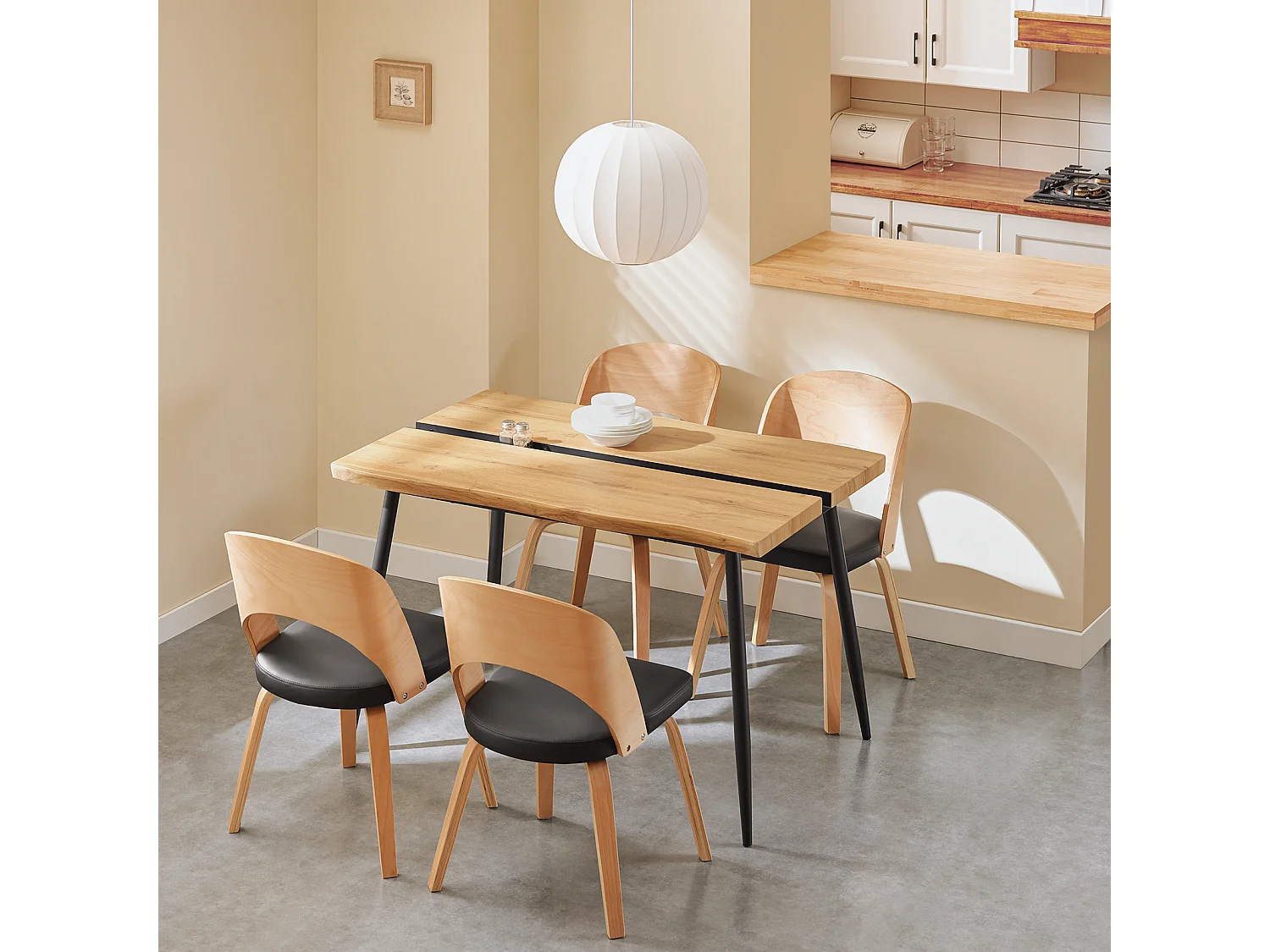 SoBuy Table de Salle à Manger, Table à Manger, Table à Dîner, Table de Repas, Table d’Étude, Table de Cuisine, 120 x 78 x 75 cm, FWT110-N