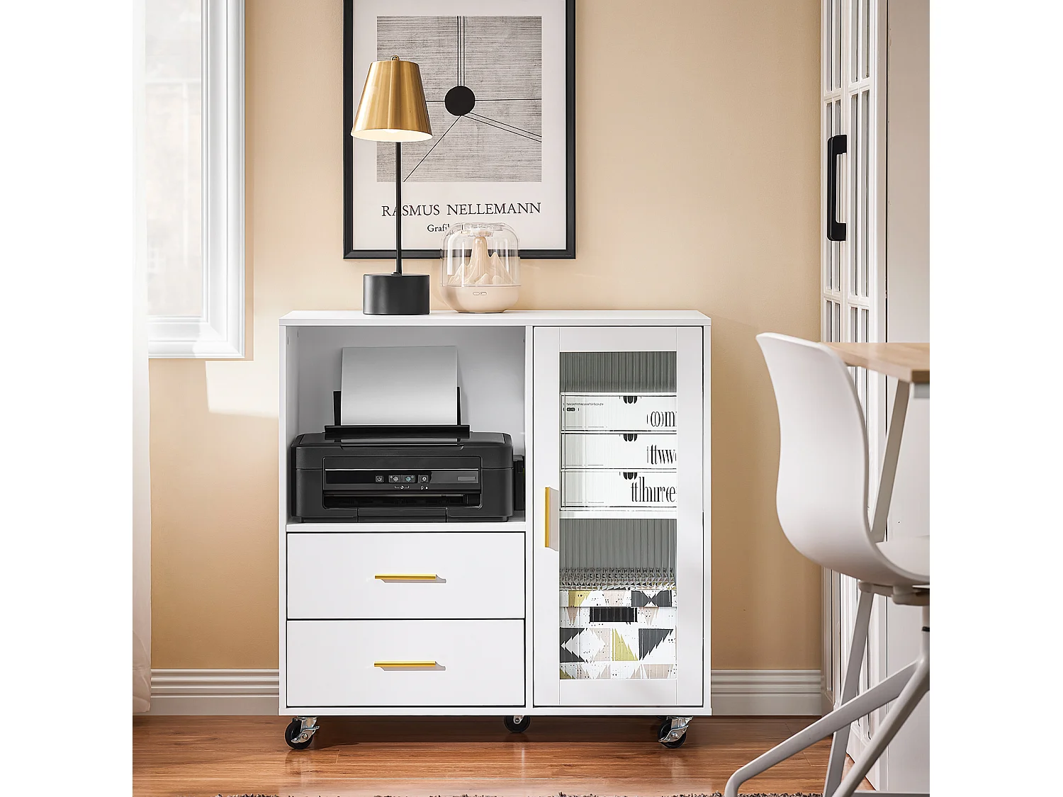 SoBuy ASK09-W Caisson de Bureau à roulettes