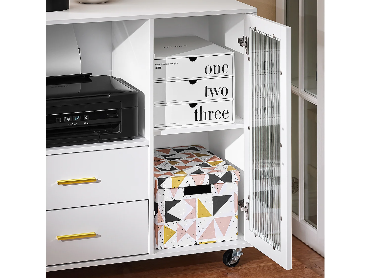 SoBuy ASK09-W Caisson de Bureau à roulettes