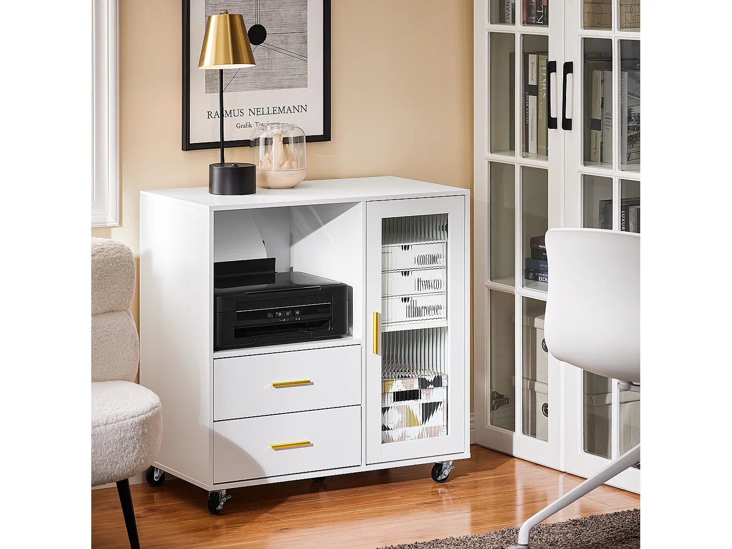 SoBuy ASK09-W Caisson de Bureau à roulettes