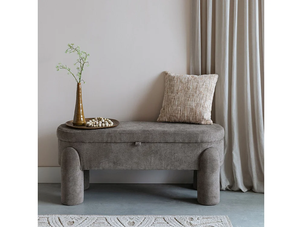 Orly - Banc coffre en tissu L113cm - Gris