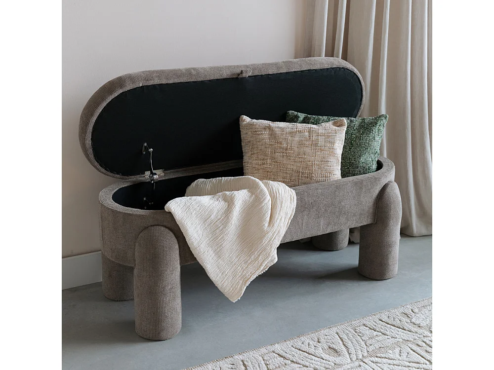 Orly - Banc coffre en tissu L113cm - Gris