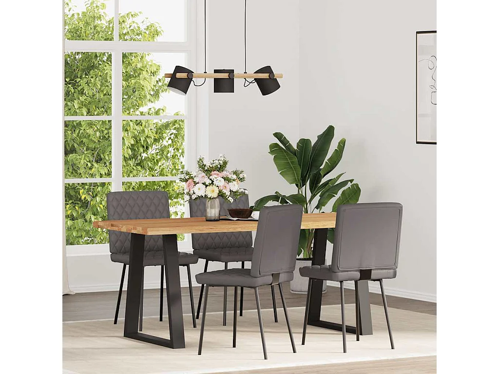 Chaises à manger lot de 4 gris similicuir