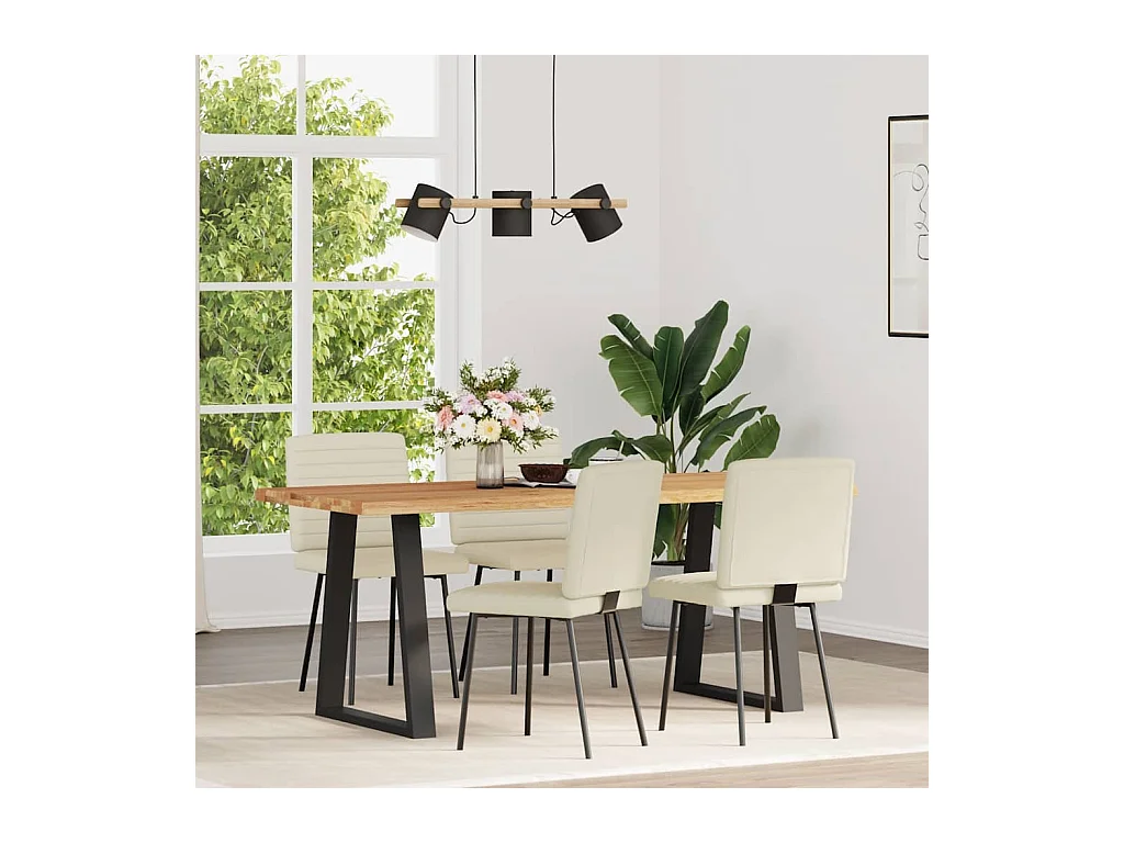 Sillas de comedor 4 unidades cuero sintético color crema