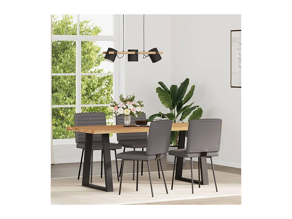 Cadeiras de jantar 4 peças couro artificial cinzento