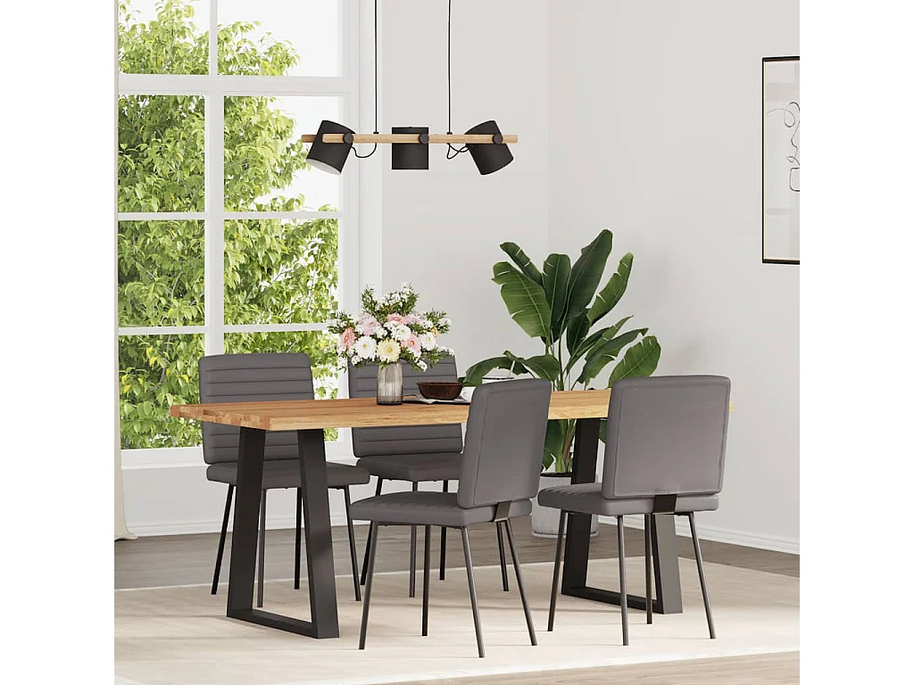 Chaises à manger lot de 4 gris similicuir