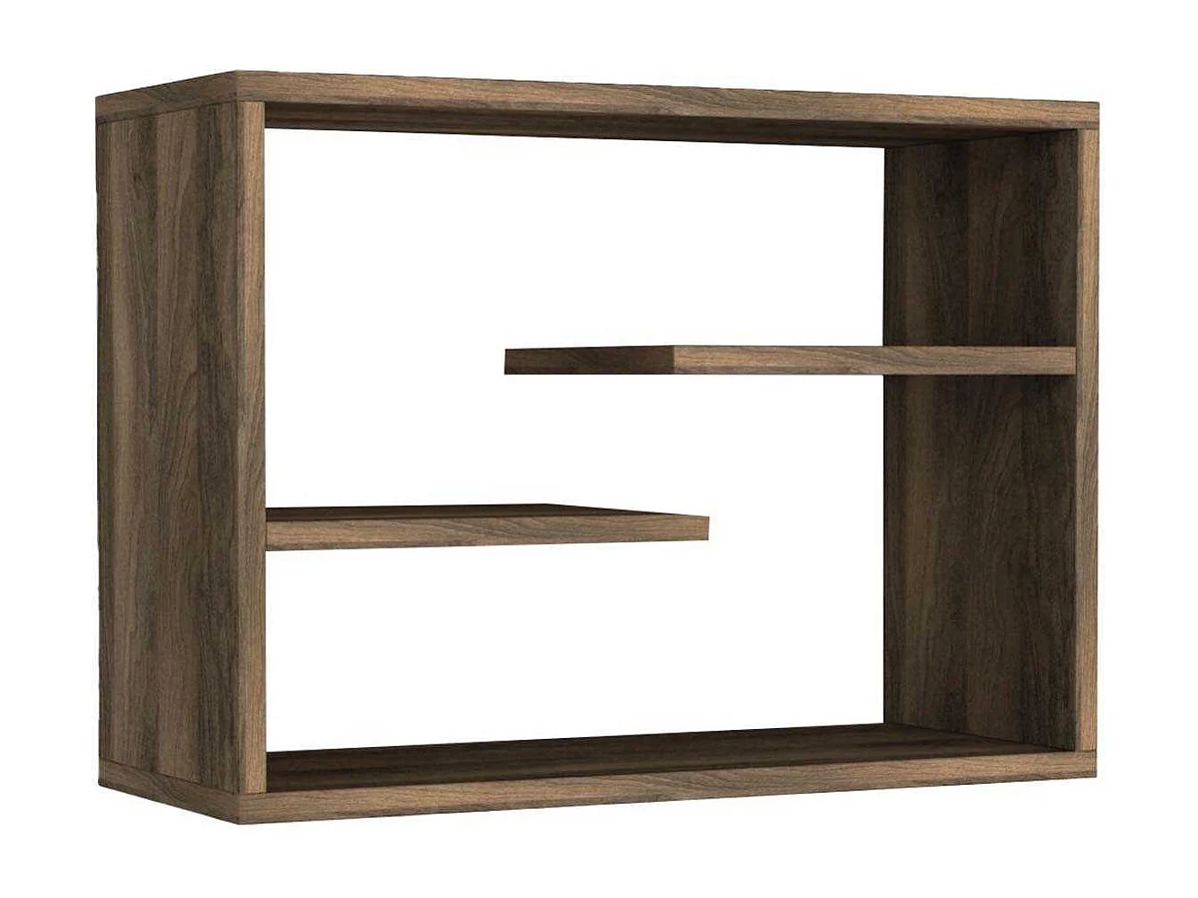 Étagère murale moderne – 60 cm x 44 cm x 19,5 cm – Noyer – Panneau de particules mélaminé