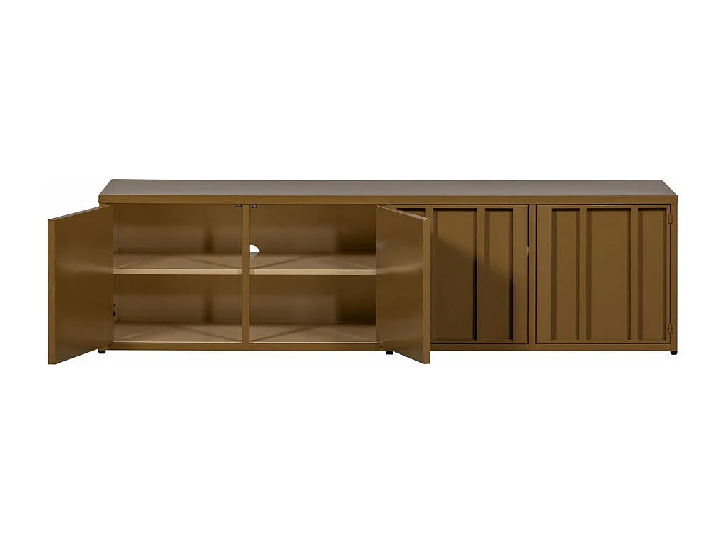 Level - Meuble TV 4 portes en métal L160cm- Jaune moutarde