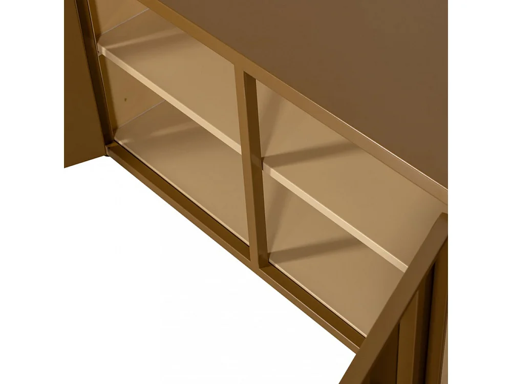 Level - Meuble TV 4 portes en métal L160cm- Jaune moutarde