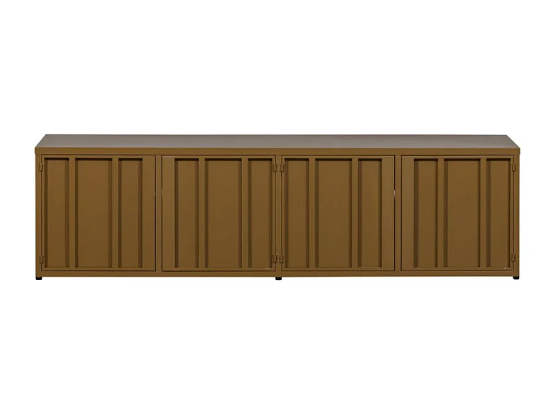 Level - Meuble TV 4 portes en métal L160cm- Jaune moutarde