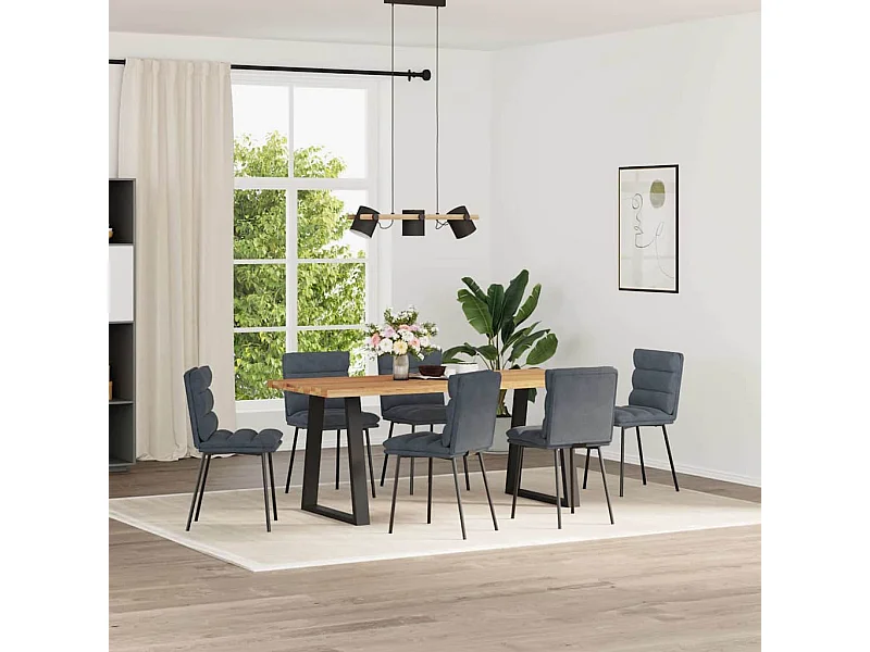 Chaises à manger lot de 6 gris foncé velours