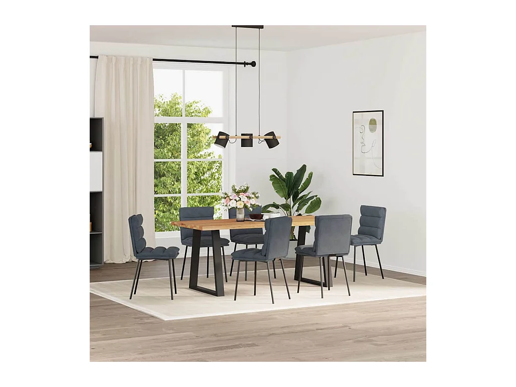 Chaises à manger lot de 6 gris foncé velours
