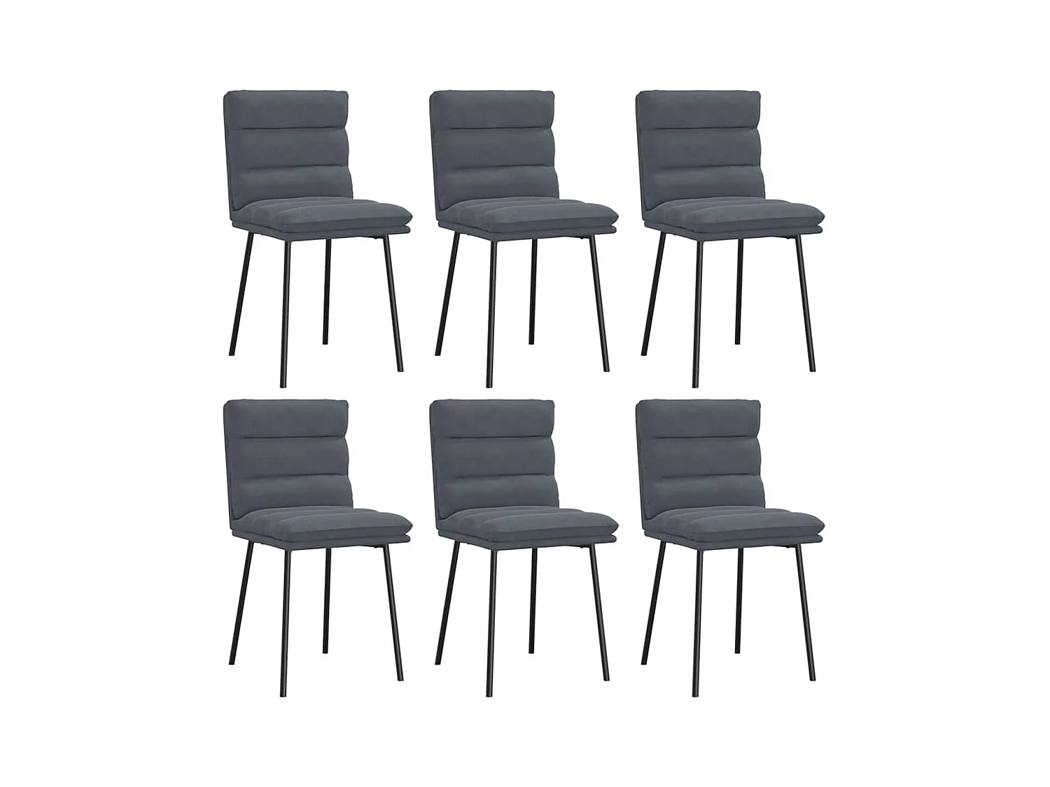 Chaises à manger lot de 6 gris foncé velours