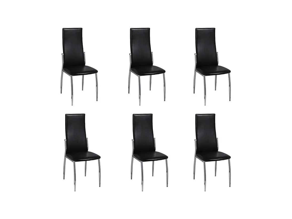 Chaises à manger lot de 6 noir similicuir
