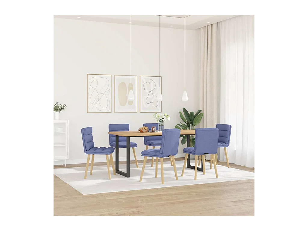 Chaises à manger lot de 6 bleu jean tissu