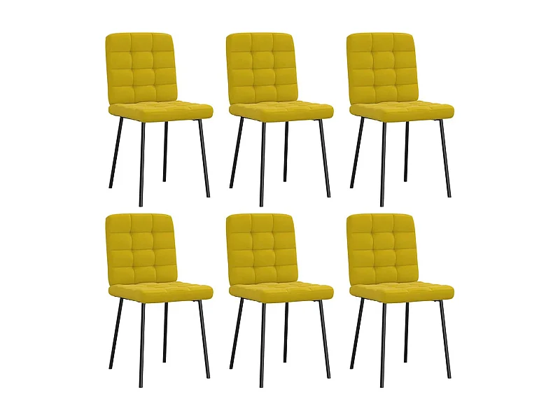 Chaises à manger lot de 6 jaune velours