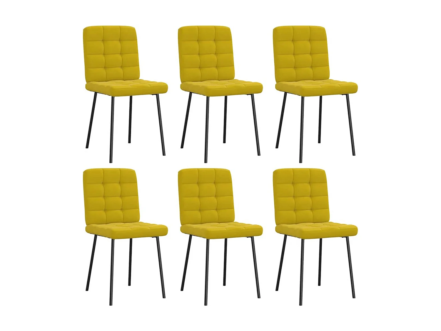 Chaises à manger lot de 6 jaune velours