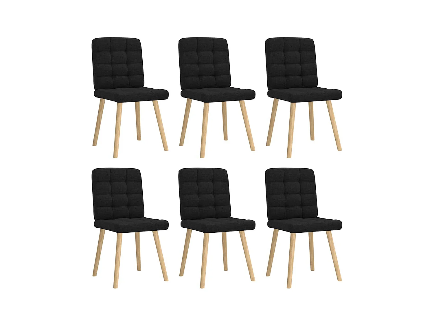 Chaises à manger lot de 6 noir tissu