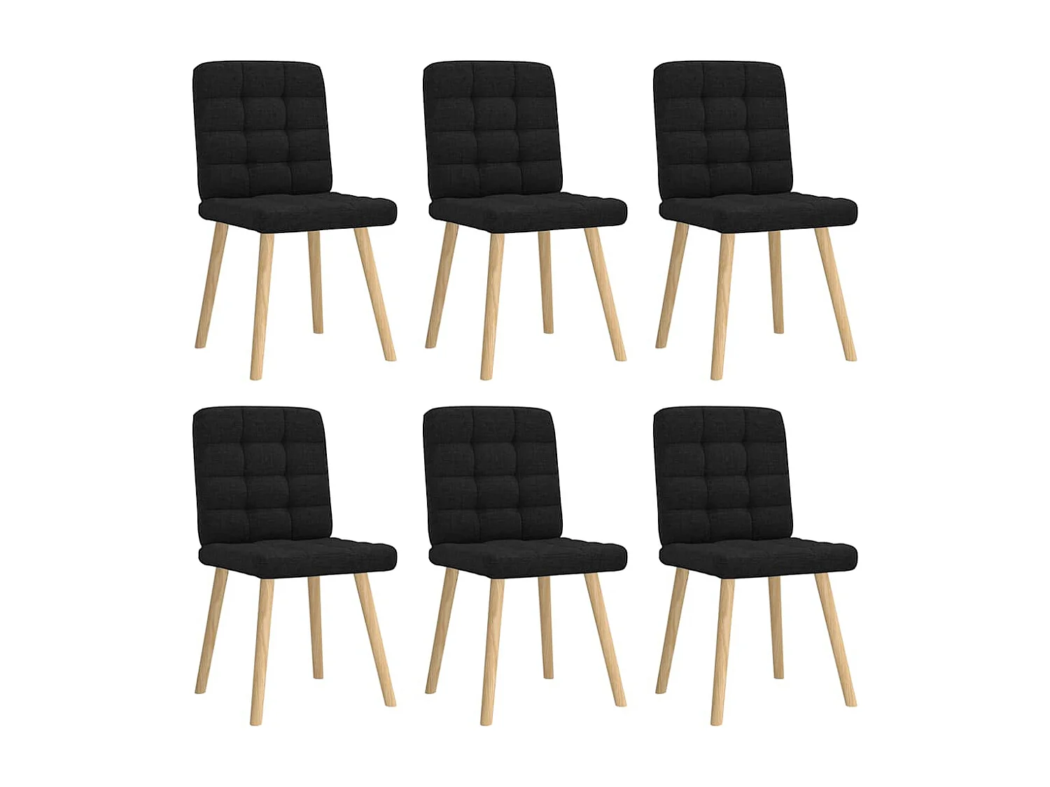 Chaises à manger lot de 6 noir tissu