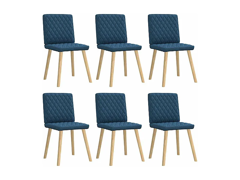 Chaises à manger lot de 6 bleu tissu