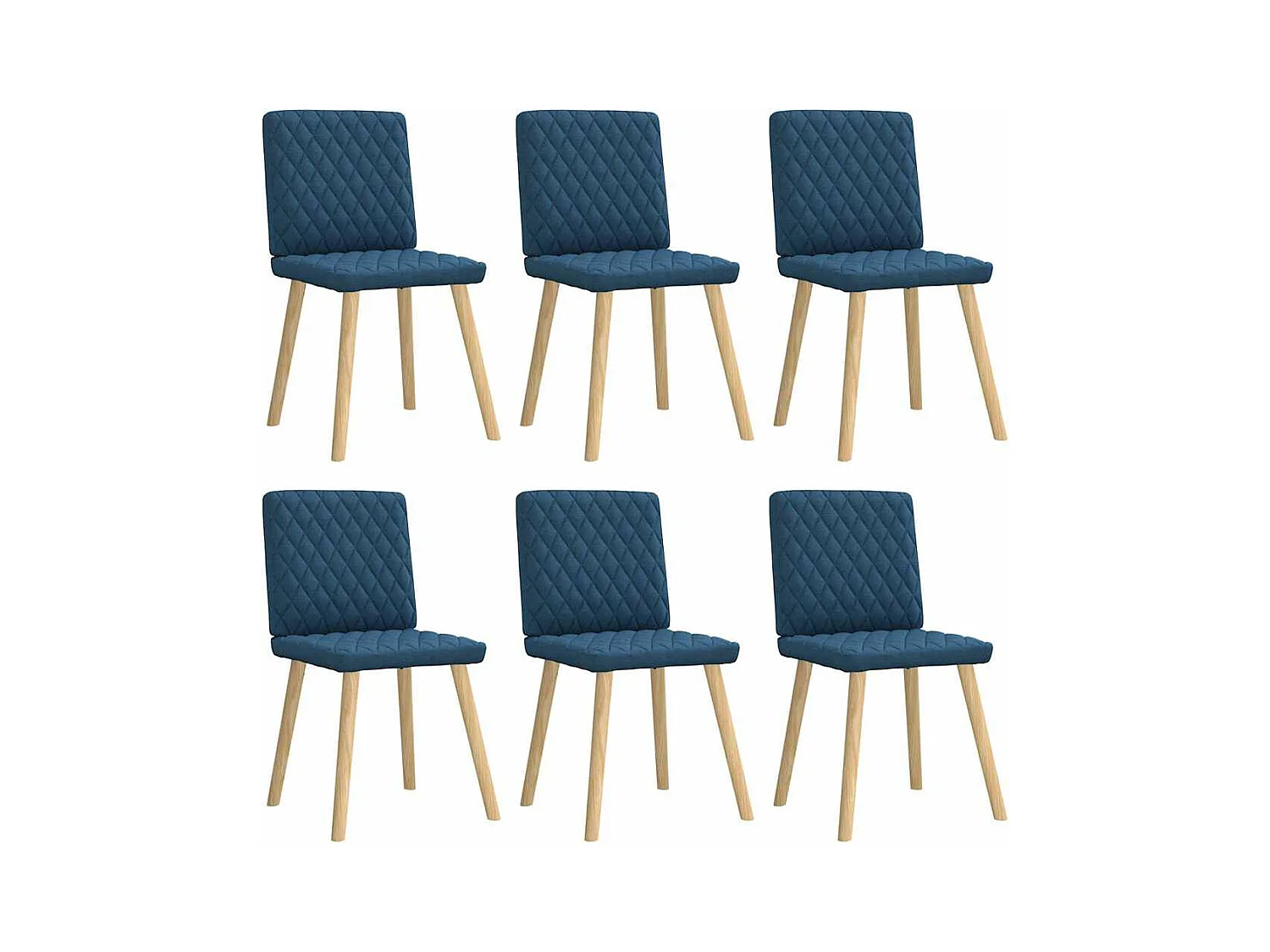 Chaises à manger lot de 6 bleu tissu
