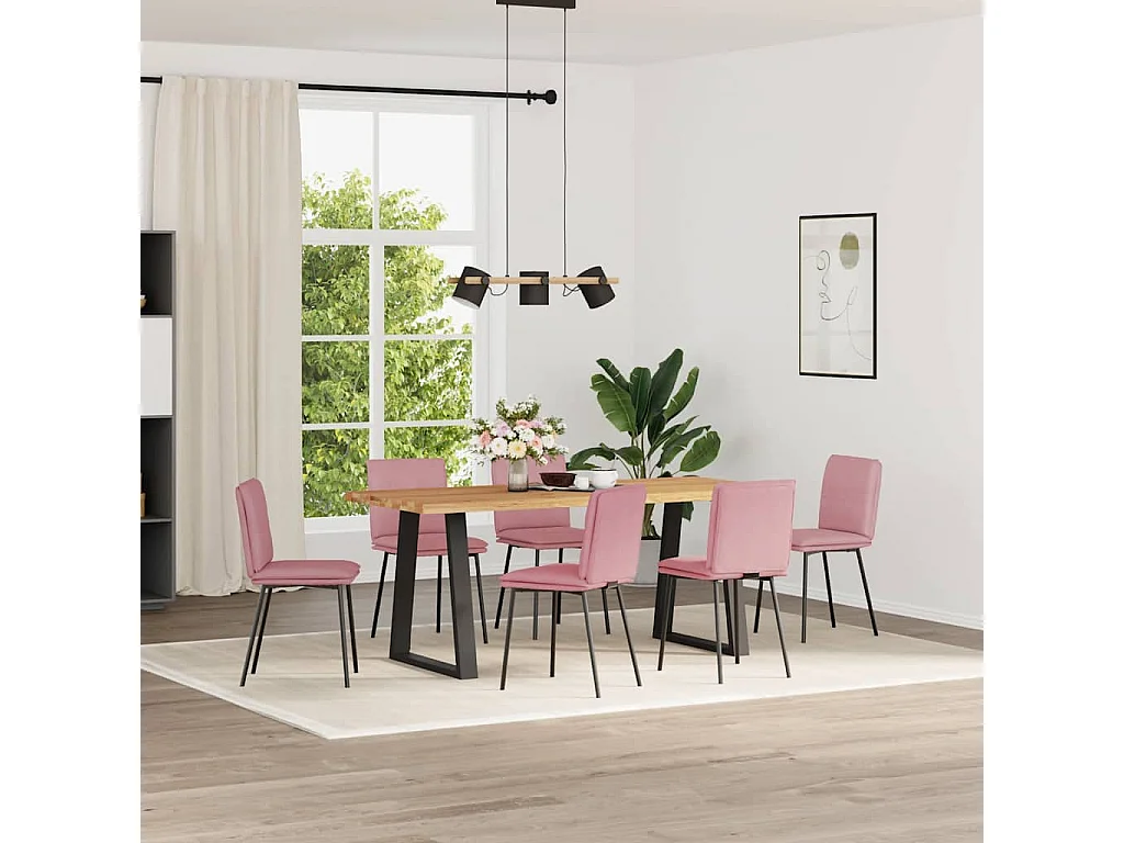 Eetkamerstoelen 6 stukkenfluweel roze