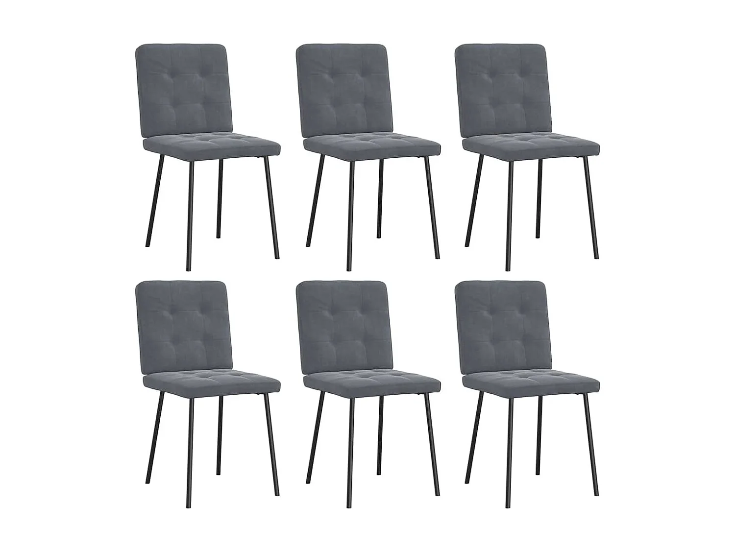 Chaises à manger lot de 6 gris foncé velours