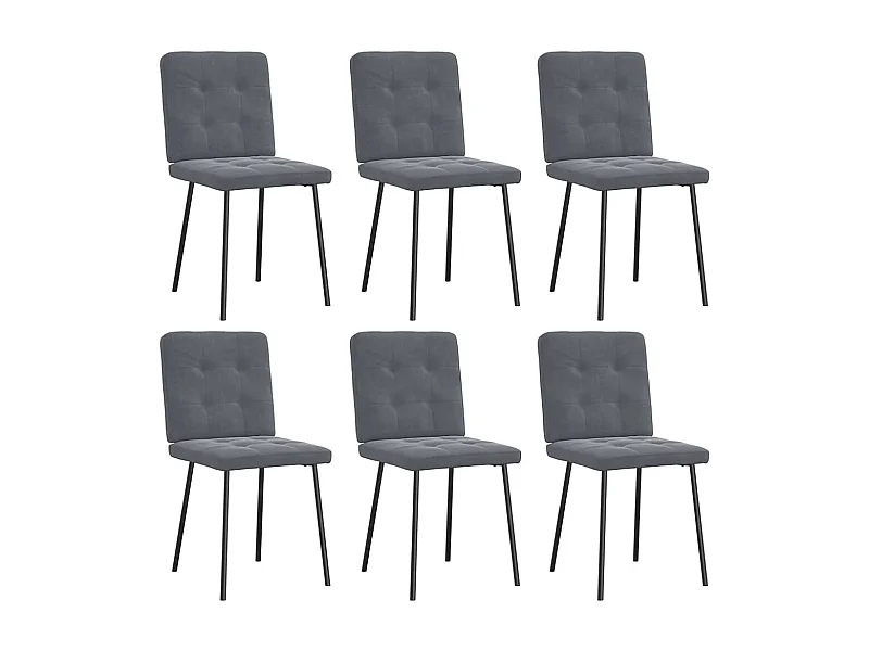 Chaises à manger lot de 6 gris foncé velours