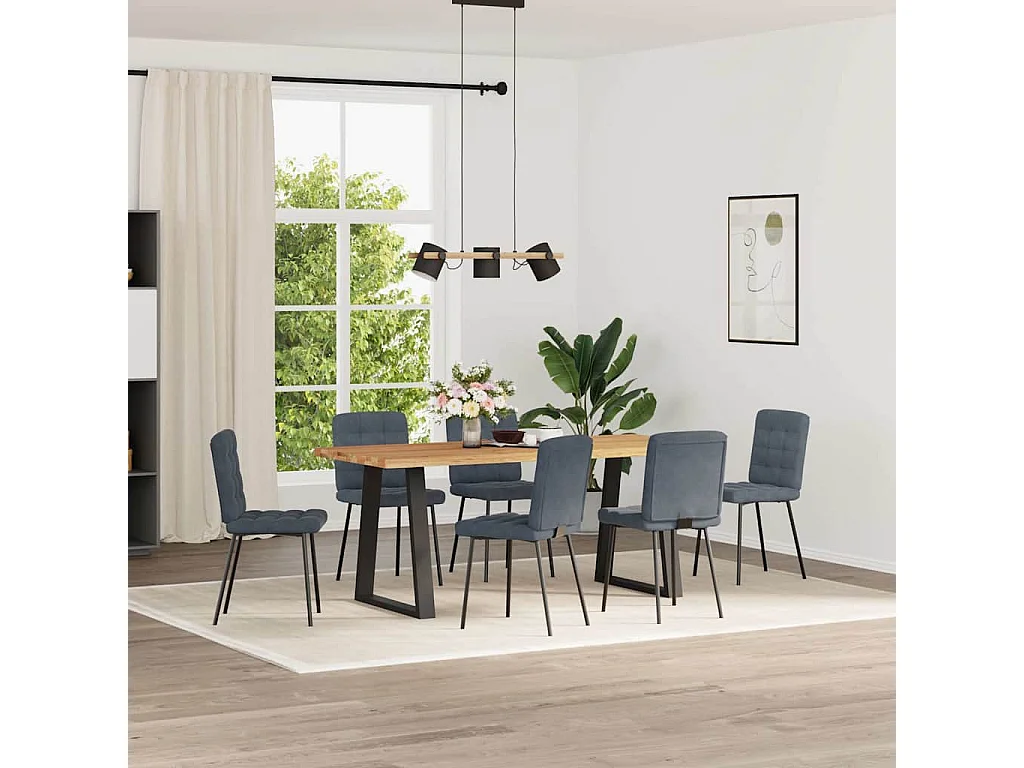 Sillas de comedor 6 unidades terciopelo gris oscuro