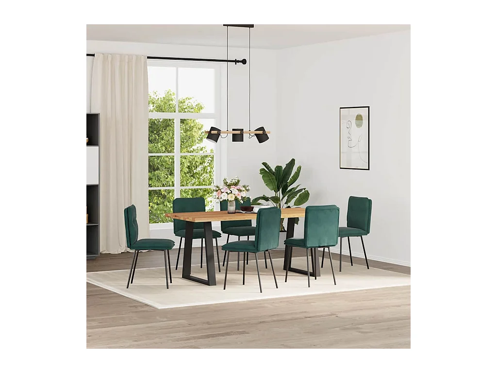 Chaises à manger lot de 6 vert foncé velours