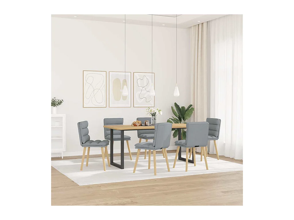 Chaises à manger lot de 6 gris clair tissu