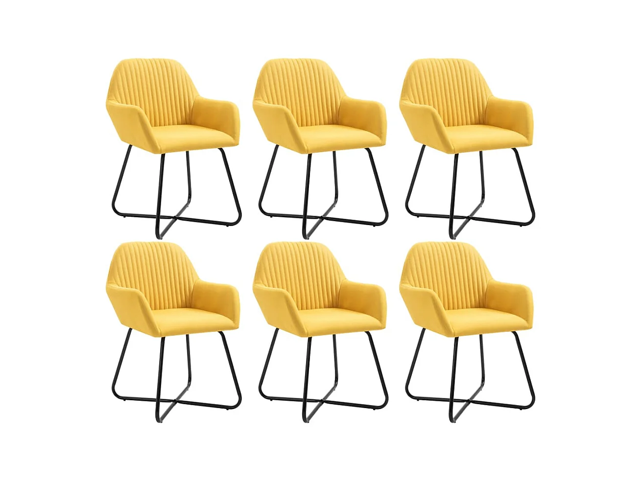 Chaises à manger lot de 6 jaune tissu