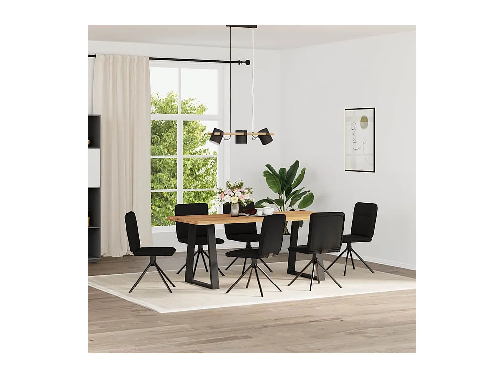 Chaises à manger lot de 6 noir tissu