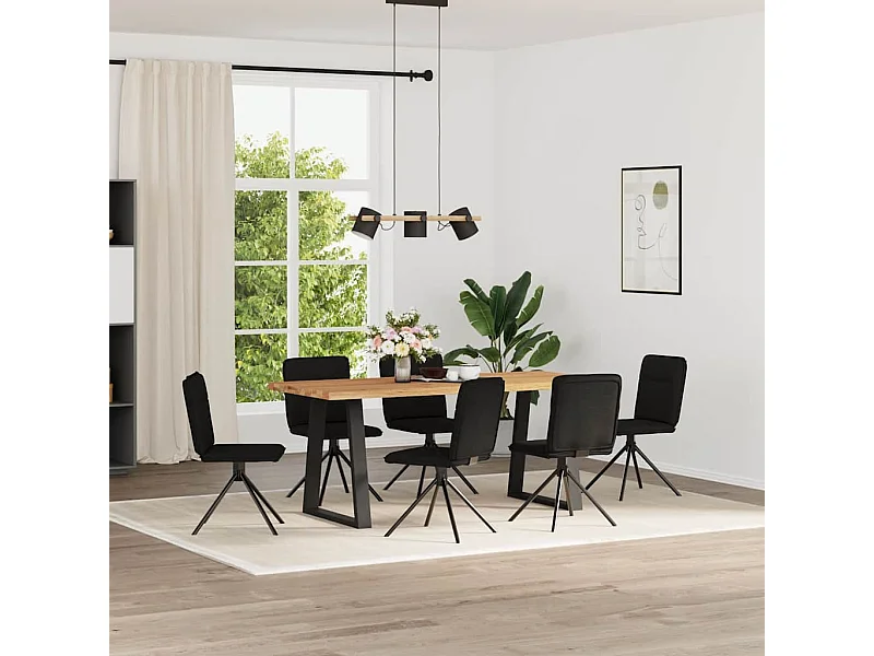 Chaises à manger lot de 6 noir tissu