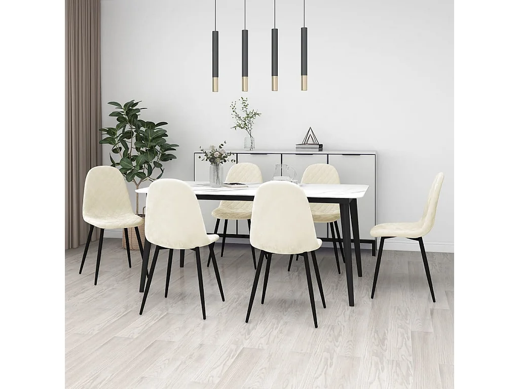 Chaises à manger lot de 6 blanc crème velours