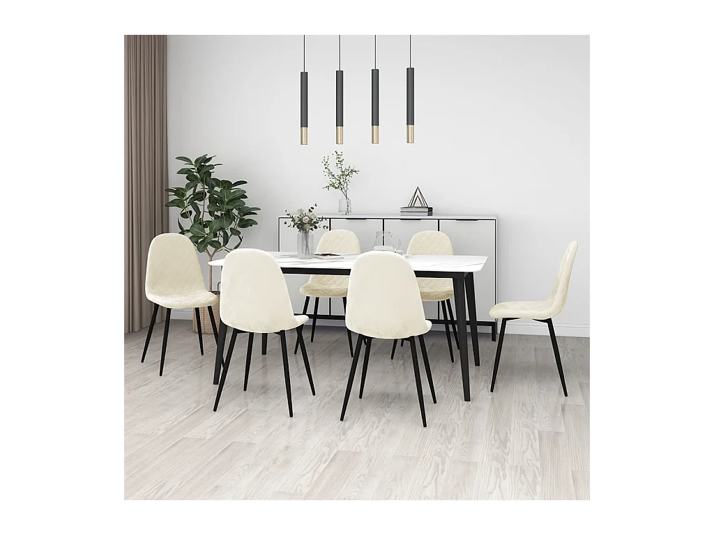 Chaises à manger lot de 6 blanc crème velours