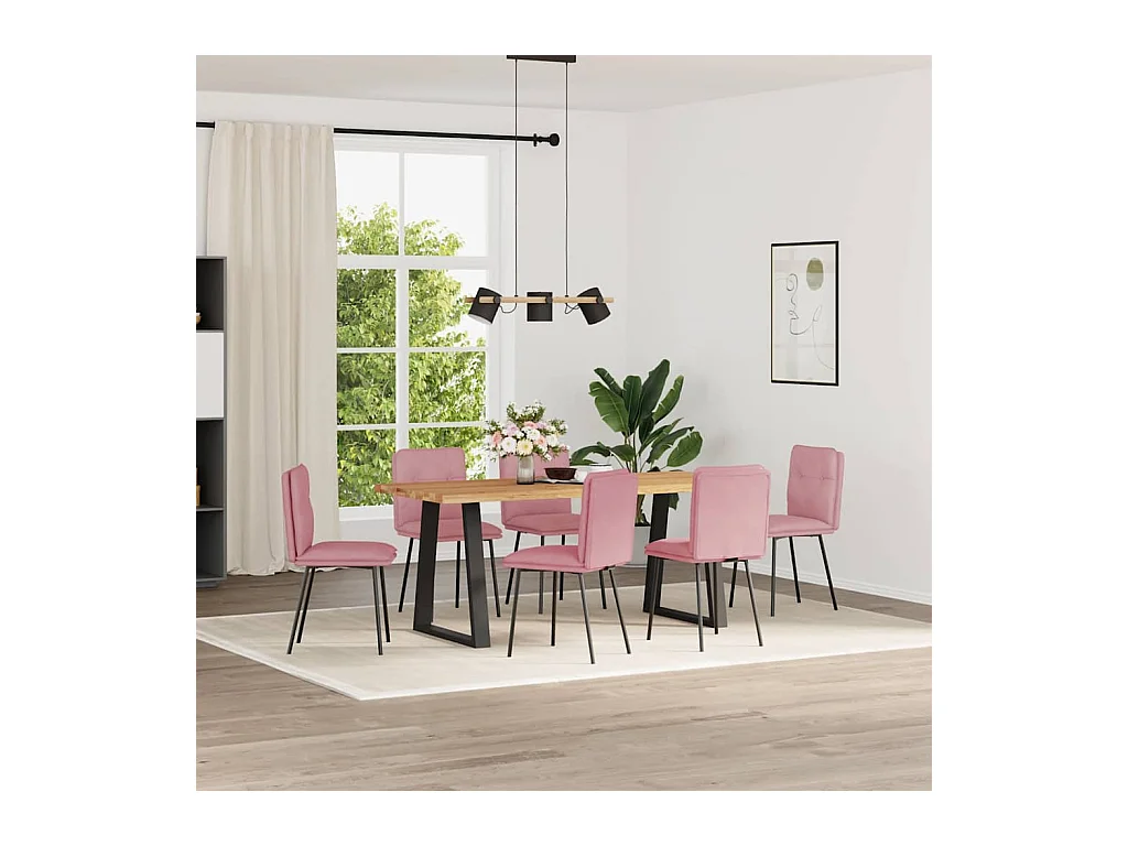 Sillas de comedor 6 unidades terciopelo rosa